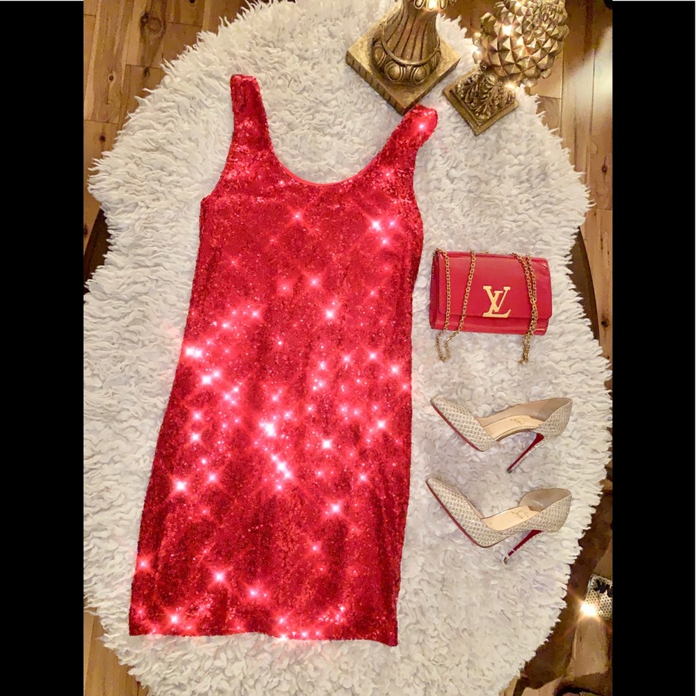 💋Sexy red hot sparkly dress💋👠😈